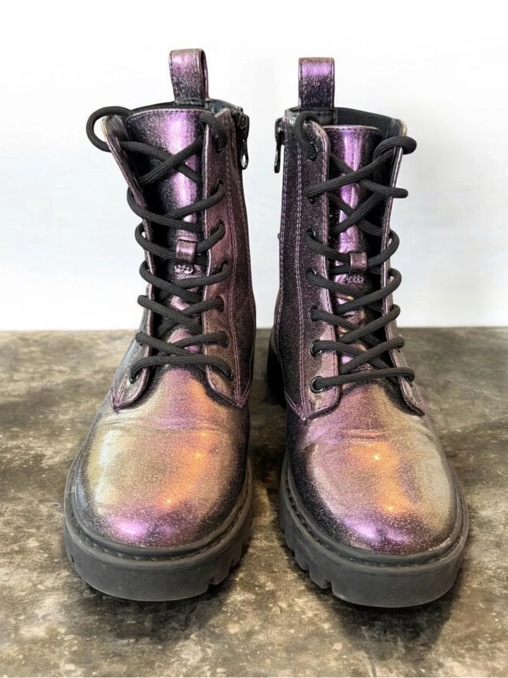 Art Class Rochelle Purple Sparkle Girls Combat Style Boots Size 1